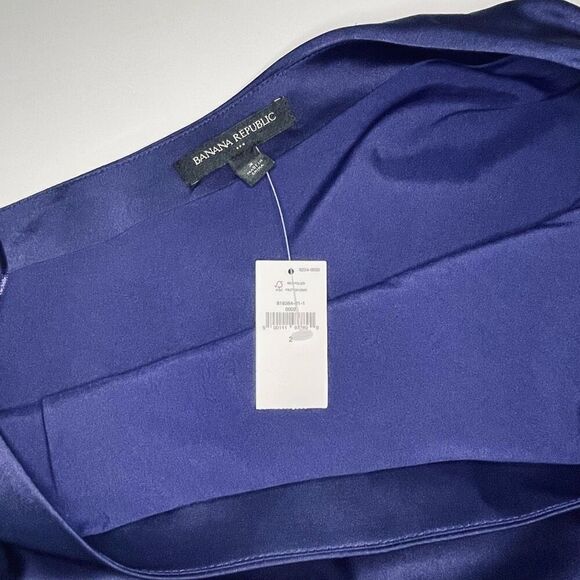 Banana Republic Factory One Shoulder Satin Knee Length Dress Patriot Blue Size 2 - Picture 5 of 12